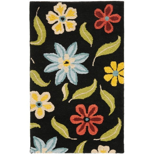 Safavieh Handmade Blossom Black Wool Rug (26 x 4)  