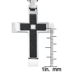 Stainless Steel Men's Clear Cubic Zirconia Diamond-cut Cross Necklace