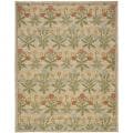 Handmade Blossom Beige Wool Rug (8' x 10')
