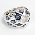 Sterling Silver Rainbow Moonstone and Lolite Ring (India)