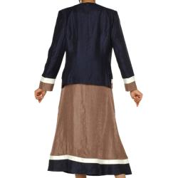 Divine Apparel Women's Plus Size Colorblock 3-piece Skirt Suit