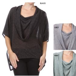 Tabeez Women's Double Cowel Neck Poncho Sweater