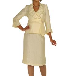 Divine Apparel Missy Shimmer Fabic Skirt Suit
