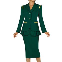 Divine Apparel Women's Plus Size Double Peplum Jacket Skirt Suit