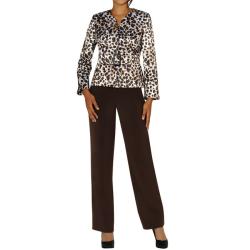 Divine Apparel Women's Plus Size Belted Animal Print Pant Suit