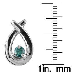 10k White Gold 1/6ct TDW Blue Diamond Open Teardrop Earrings