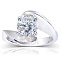 14k White Gold Round-cut Moissanite Solitaire Curved Ring