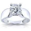 14k White Gold Round-cut Moissanite Solitaire Ring