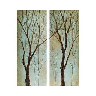 'Tree' Contemporary Hand-painted Canvas Art (Set of 2)
