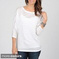 Grace Elements Women's Dolman Sleeve Sheer Striped Top