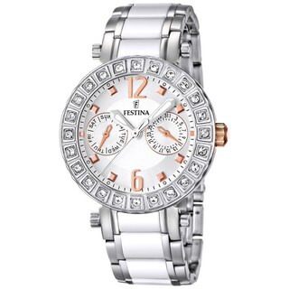 Festina Women's White Ceramic/ Stainless Steel Crystal-accented Watch