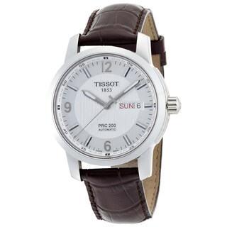 Tissot Men's 'PRC 200' Stainless Steel/ Leather Strap Automatic Day Watch