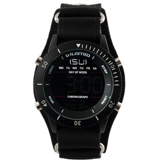 Kenneth Cole Men's Unlisted Collection Black Canvas Strap Digital Watch