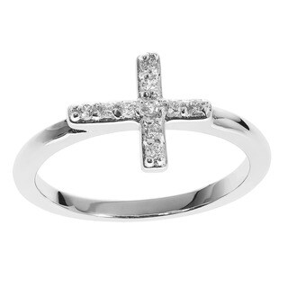 Tressa Collection Sterling Silver Cubic Zirconia Holy Cross Ring