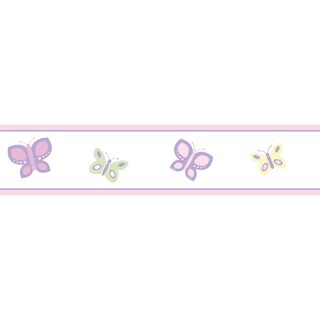 Sweet JoJo Designs Pink and Purple Butterfly Wallpaper Border Decal