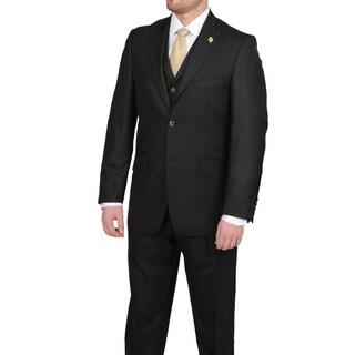 Stacy Adams Men's Black Two-button Vested Suit