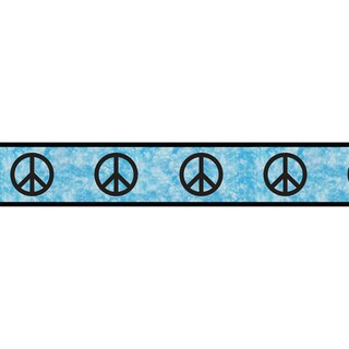 Sweet JoJo Designs Turquoise Groovy Peace Sign Tie Dye Wallpaper Border Decal