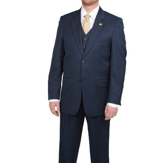 Stacy Adams Men's Navy Notch Collar Vested Suit