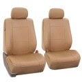 FH Group Tan PU Leather Universal Fit Front Bucket Seat Covers (Set of 2)