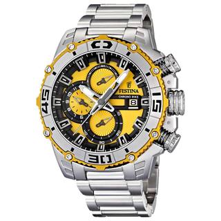 Festina Men's Tour De France F16599/5 Silver Stainless-Steel Yellow Dial Quartz Watch