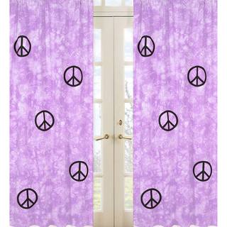 Groovy Purple Peace Sign Tie Dye 84-inch Curtain Panels Pair