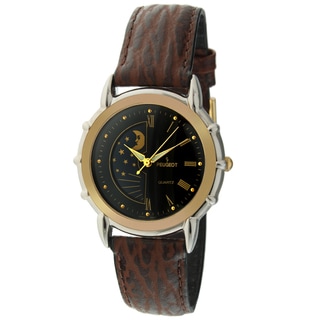 Peugeot Men's Sun/ Moon Leather Strap Watch