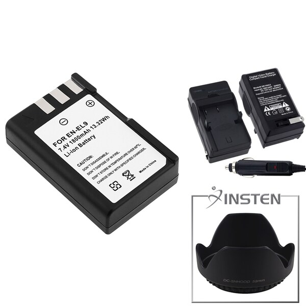 INSTEN Battery/ Charger/ Hood for Nikon D3000/ D40X/ D60