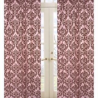 Pink and Chocolate Damask 84-inch Curtain Panel Pair