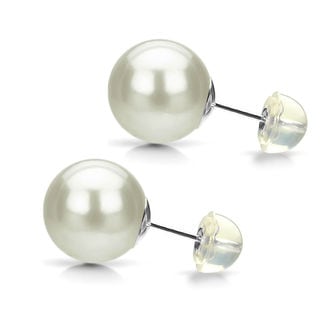 DaVonna 14k Gold White 4-10mm Freshwater Pearl Earrings with Gift Box