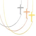 Fremada 14k Gold Polished Sideways Cross Adjustable Necklace