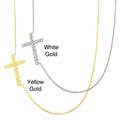 Fremada 14k Gold Sideways Diamond-cut Cross Adjustable Necklace