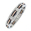 Stainless Steel Men's Plated Highlight Link Bracelet