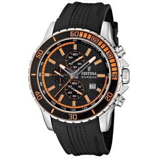 Festina Men's Black Dial and Black Rubber Strap Quartz Watch