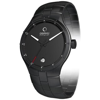 Obaku Men's V111 Black Dial and Black Stainless Steel Quartz Watch