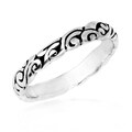 Sterling Silver Everyday Filigree Swirl Band Ring (Thailand)