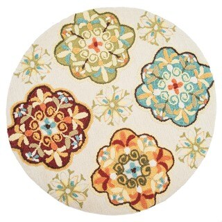 Hand-hooked Blossom Ivory/ Sage Rug (3' Round)