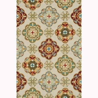 Hand-hooked Blossom Ivory/ Sage Rug (7'6 x 9'6)