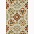 Hand-hooked Blossom Ivory/ Sage Rug (7'6 x 9'6)