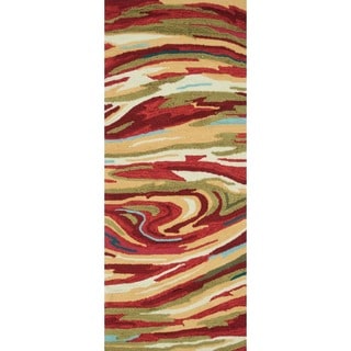 Hand-hooked Blossom Red/ Multi Rug (2'0 x 5'0)