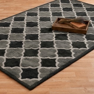 Hand-tufted Logan Black/ Grey Wool Rug (7'10 x 11'0)