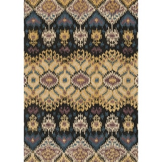Hand-tufted Arianna Black/ Light Gold Wool Rug (7'10 x 11'0)