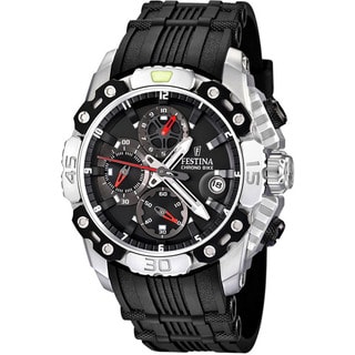 Festina Men's 'Tour de France' Black Rubber Quartz Black Dial Watch
