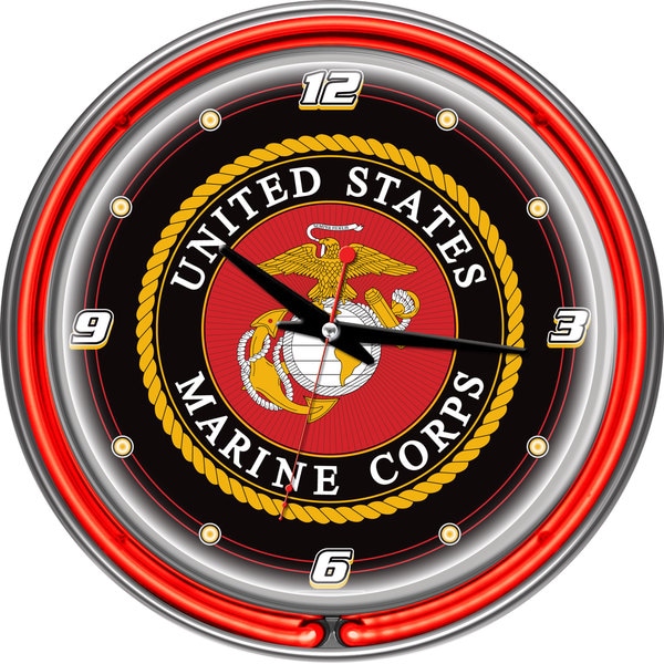 United States Marine Corps Chrome/ Neon Ring Clock