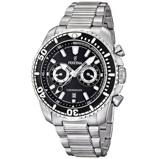 Festina Men's 'Crono Sin Alarma' Stainless Steel Black Dial Watch