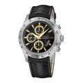 Gucci Men's 'Timeless' Black/ Goldtone Leather Strap Watch