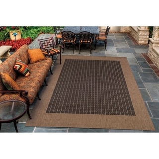 Recife Checkered Field/ Black Cocoa Rug (5'10" x 9'2")