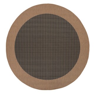 Recife Checkered Field/ Black Cocoa Round Rug (7'6")