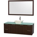 Wyndham Collection 'Amare' 60-inch Espresso/ Green Top/ Bone Sink Vanity Set