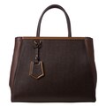 Fendi '2Jours' Medium Brown Saffiano and Vitello Leather Shopper Bag