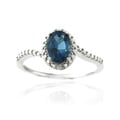 Glitzy Rocks Silver London Blue Topaz and Diamond Accent Oval Ring